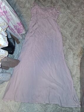 Anama Blush Pink Ruffle Maxi Dress with Shoulder Ties